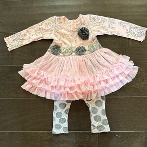 Giggle Moon Blush and Gray Floral Set
